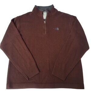 The North Face Mens 45 Series 1/4 Zip Sweater Brown M Medium Acrylic Wool Blend
